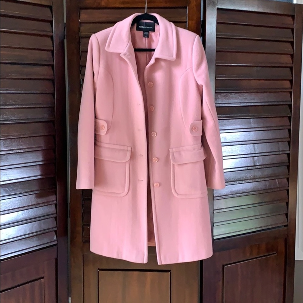Pink wool  knee length coat